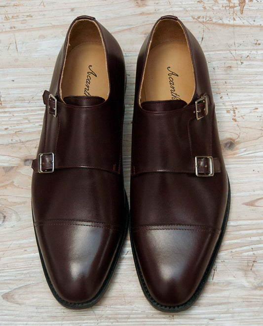 Deux boucles 13382 cuir bordeaux foncé