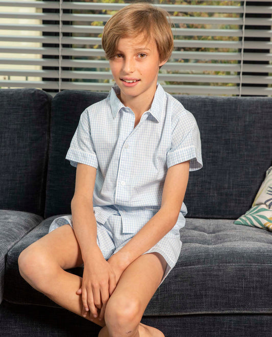 pyjama court Vichy ciel