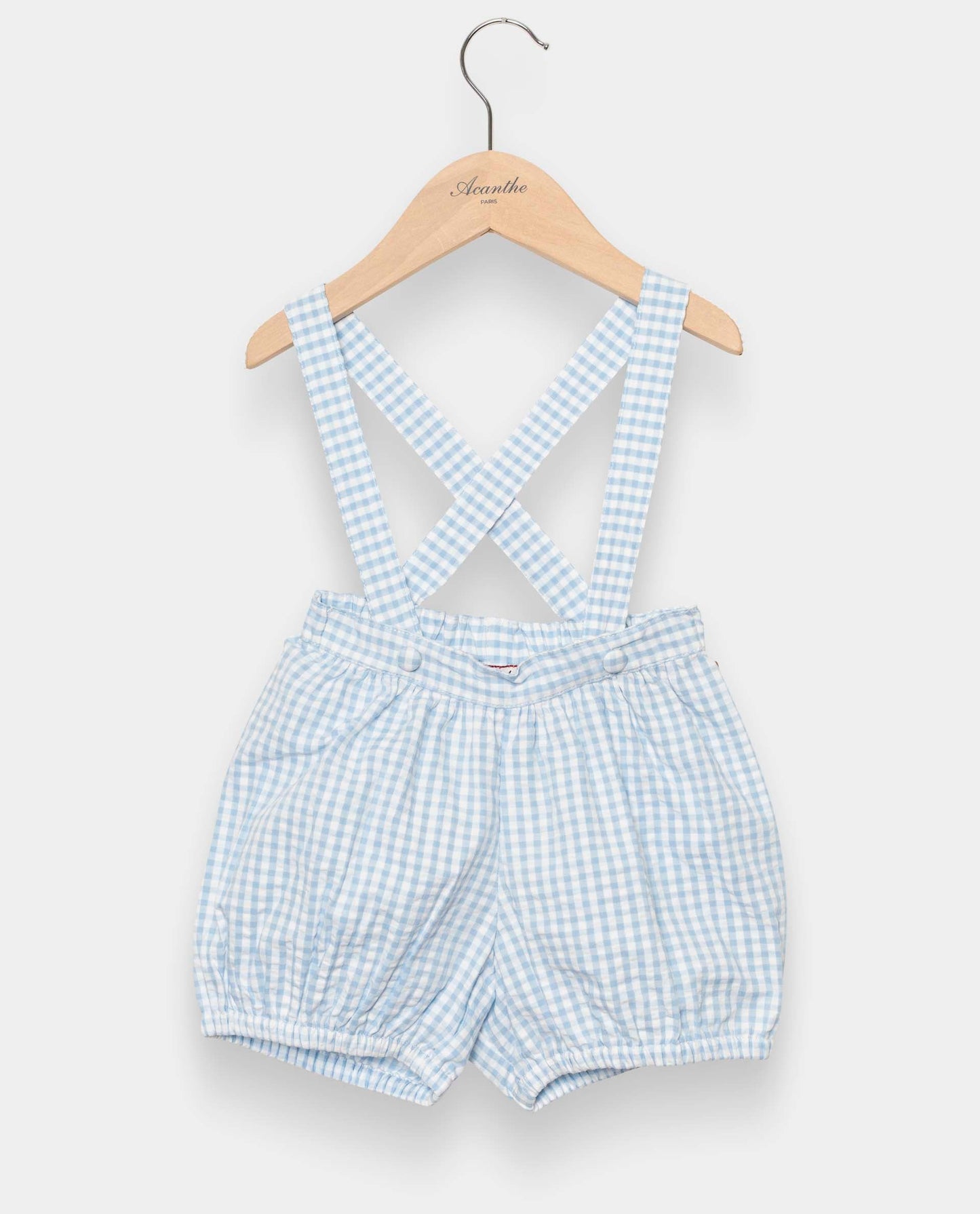 bloomer bretelles seersucker vichy ciel