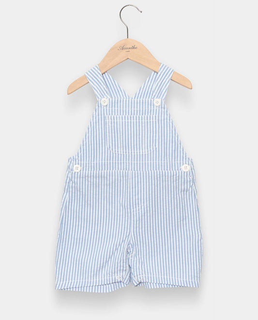 salopette courte seersucker rayure ciel