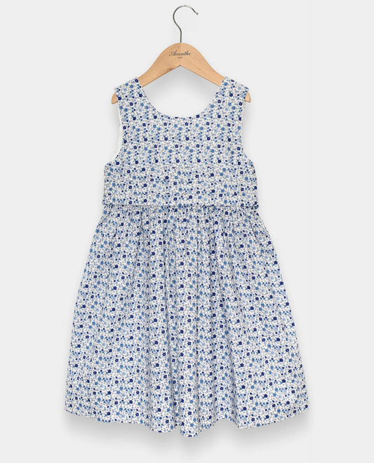 robe chasuble courte fleur bleue