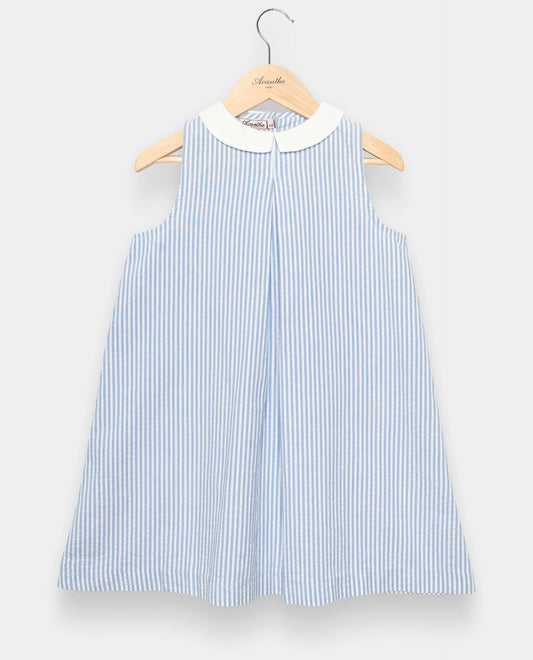 robe trapèze plis creux seersucker rayure ciel