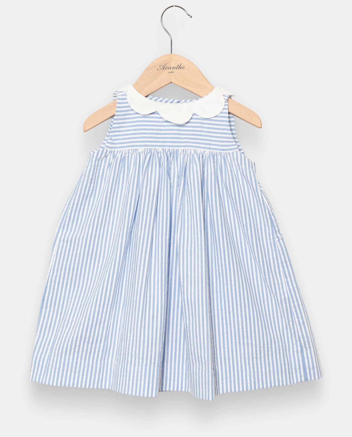 robe emmanchure américaine seersucker rayure ciel