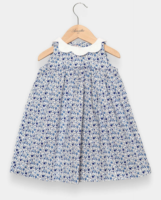 robe emmanchure américaine fleur bleue