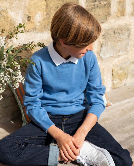 pull col rond JG Bleu