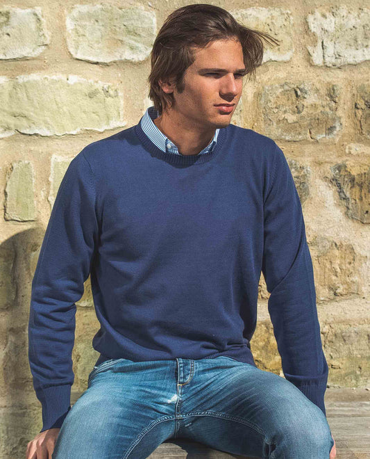 pull col rond marine clair