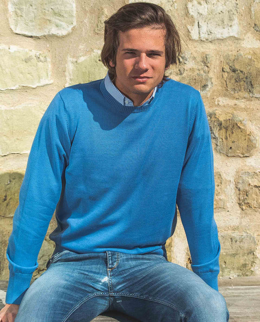 pull col rond Bleu