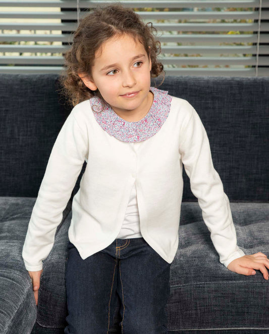 cardigan col rond 3 boutons Blanc