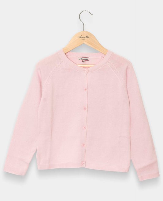 cardigan finition point de riz Rose