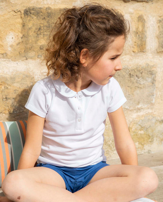 polo piqué col rond mc Blanc