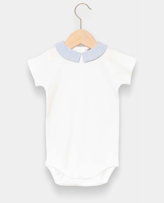 body col carré rayé mc blanc/rayé bleu