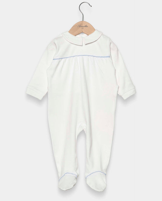 dors bien coton col carré oxford blanc/oxford bleu