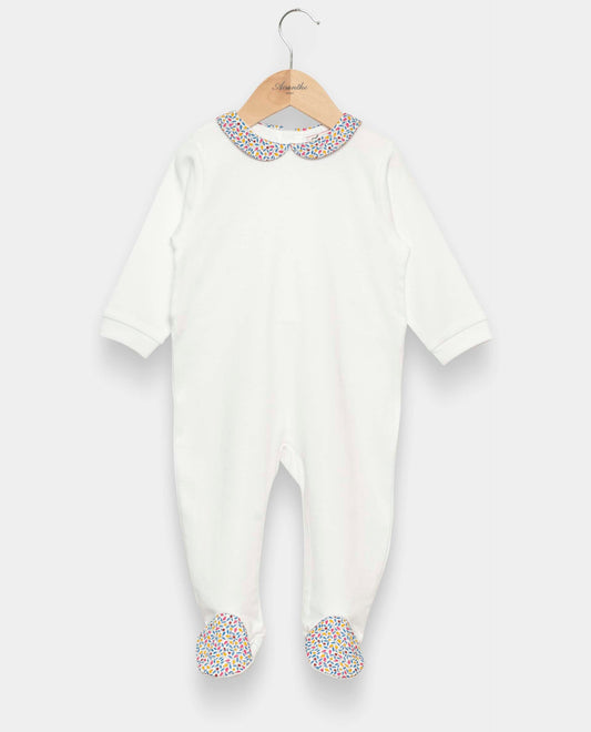 dors bien coton col rond Liberty blanc/Liberty Floriana