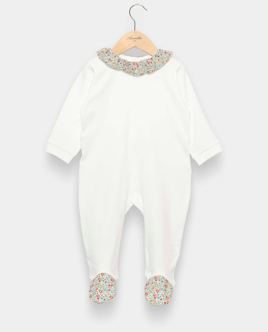 dors bien coton col volanté Liberty blanc/Liberty Eloà¯se