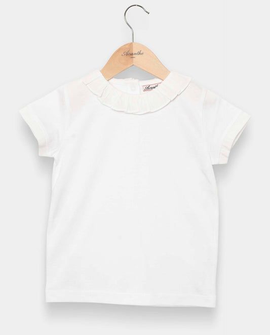 tee shirt volanté blanc mc blanc/blanc