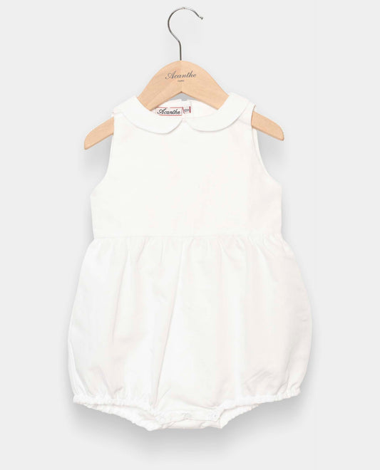 barboteuse col rond sans manches Blanc