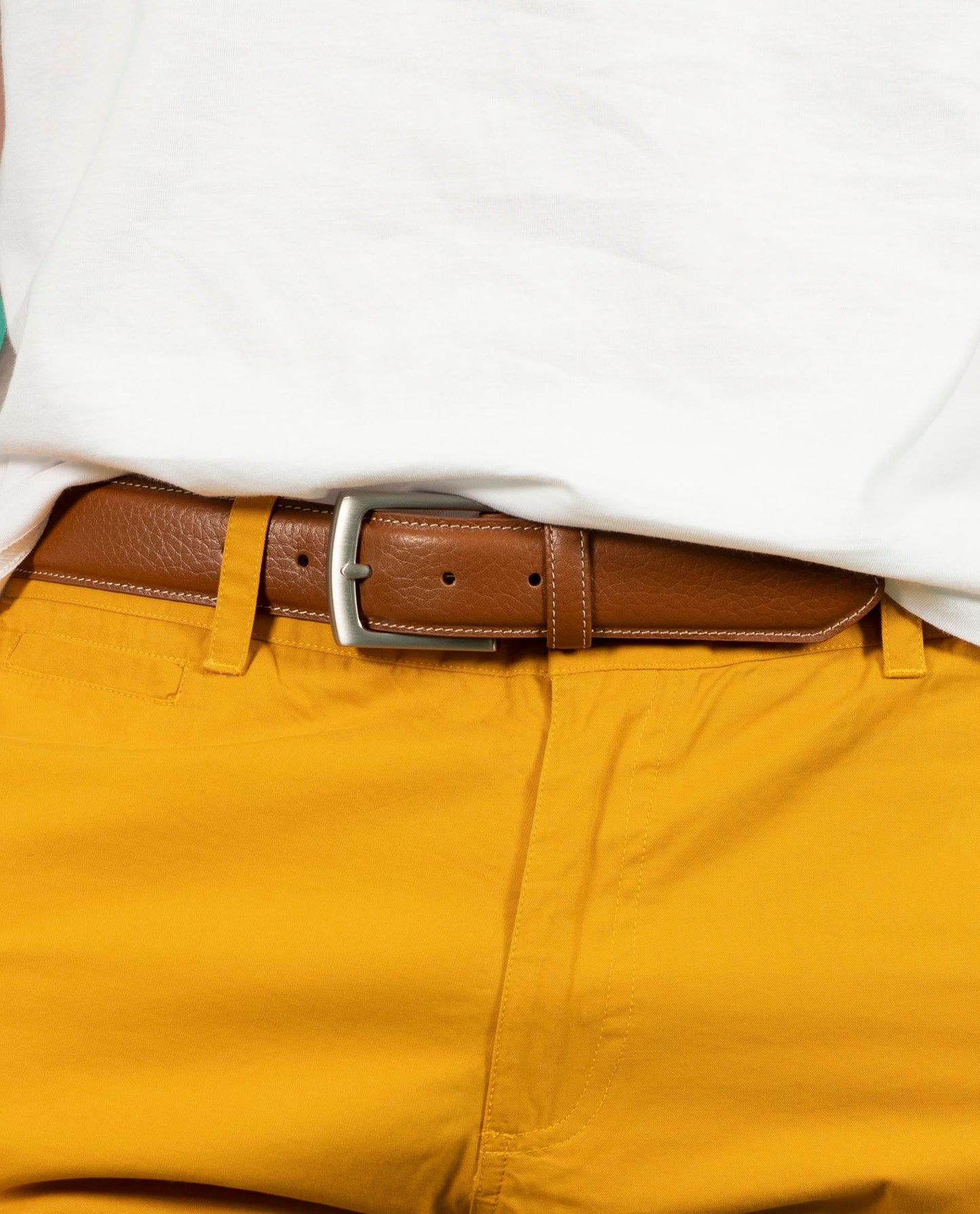 ceinture cuir lisse camel