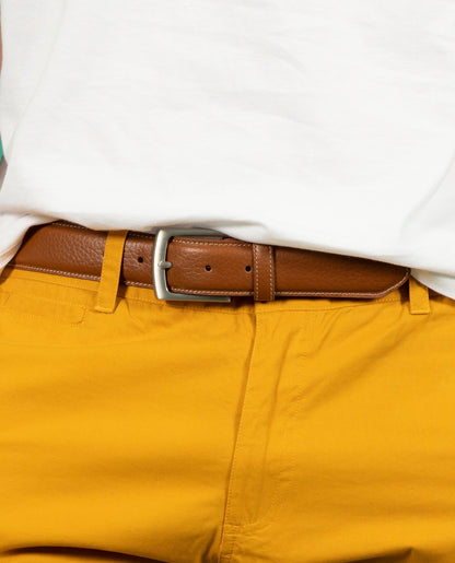 ceinture cuir lisse camel