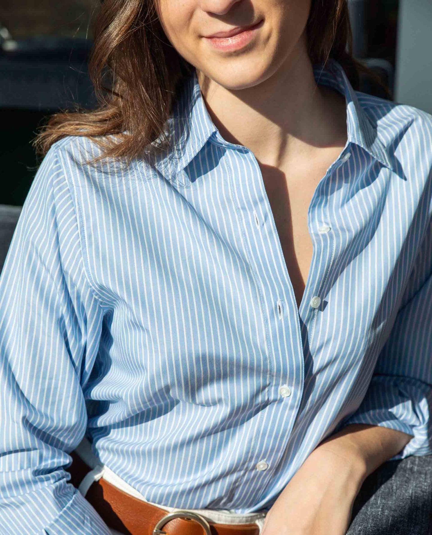 chemisier classique rayé bleu/blanc