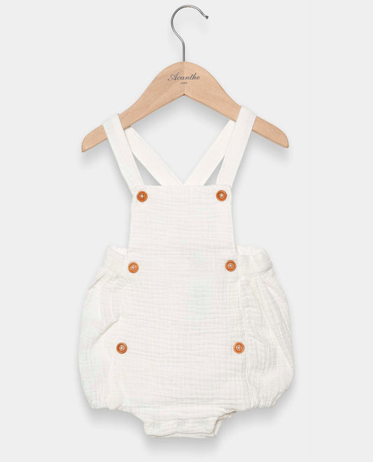 bloomer à  bavette gaze de coton Blanc