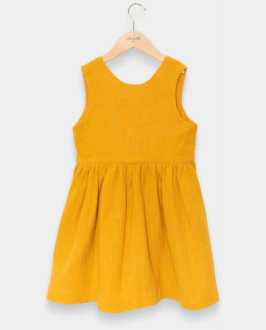 robe V dos gaze de coton Jaune
