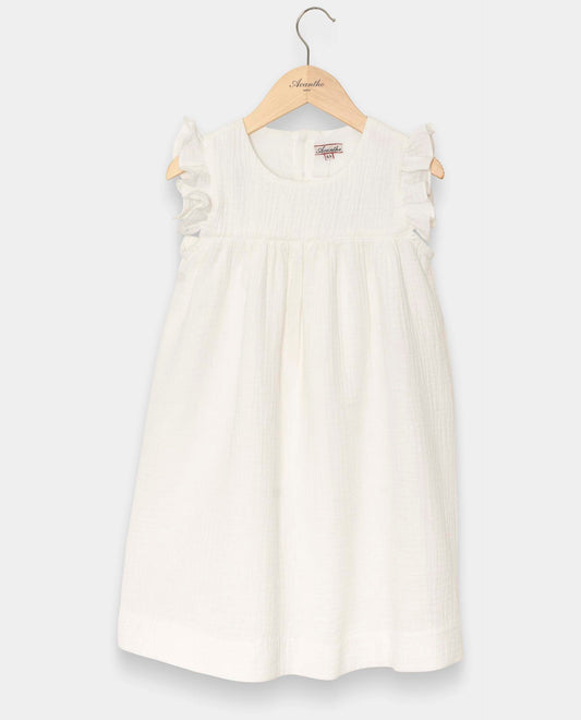 robe volants gaze de coton Blanc
