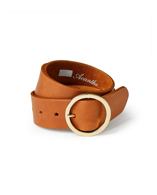 ceinturon boucle ronde cognac