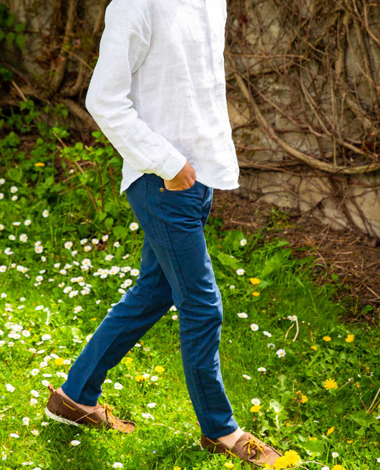 pantalon 5 poches twill marine clair