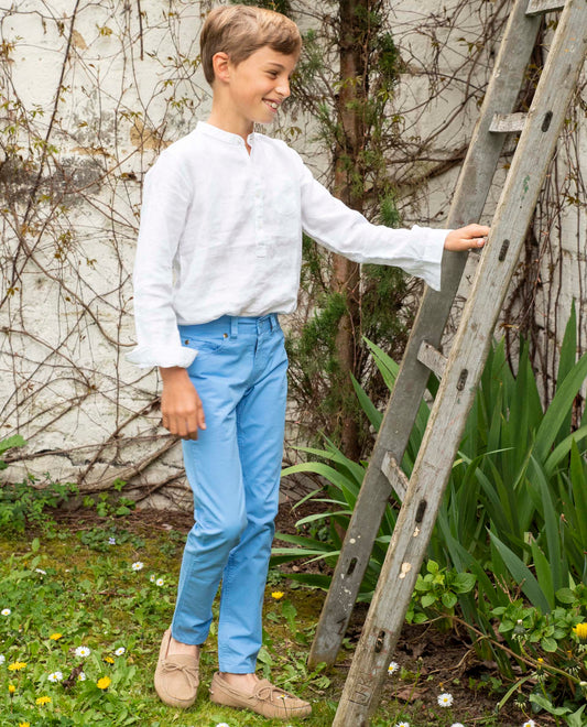 pantalon 5 poches twill Bleu