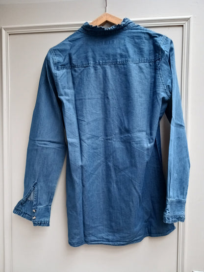 Chemisier col froufrou jean