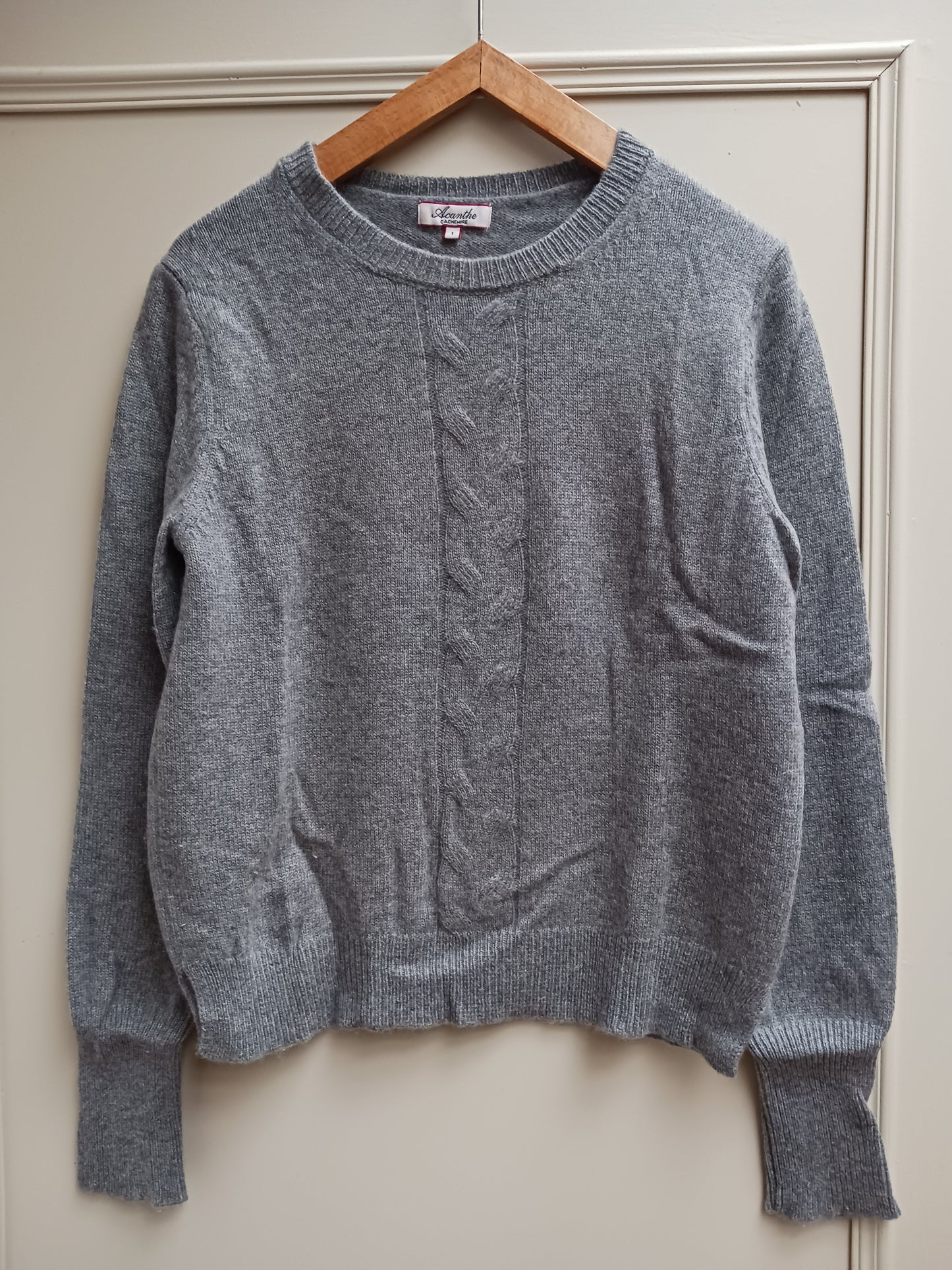 pull court torsade 100 cachemire Gris moyen