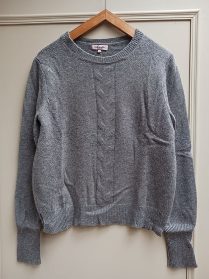 pull court torsade 100 cachemire Gris moyen