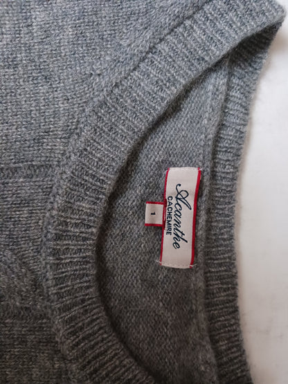 pull court torsade 100 cachemire Gris moyen