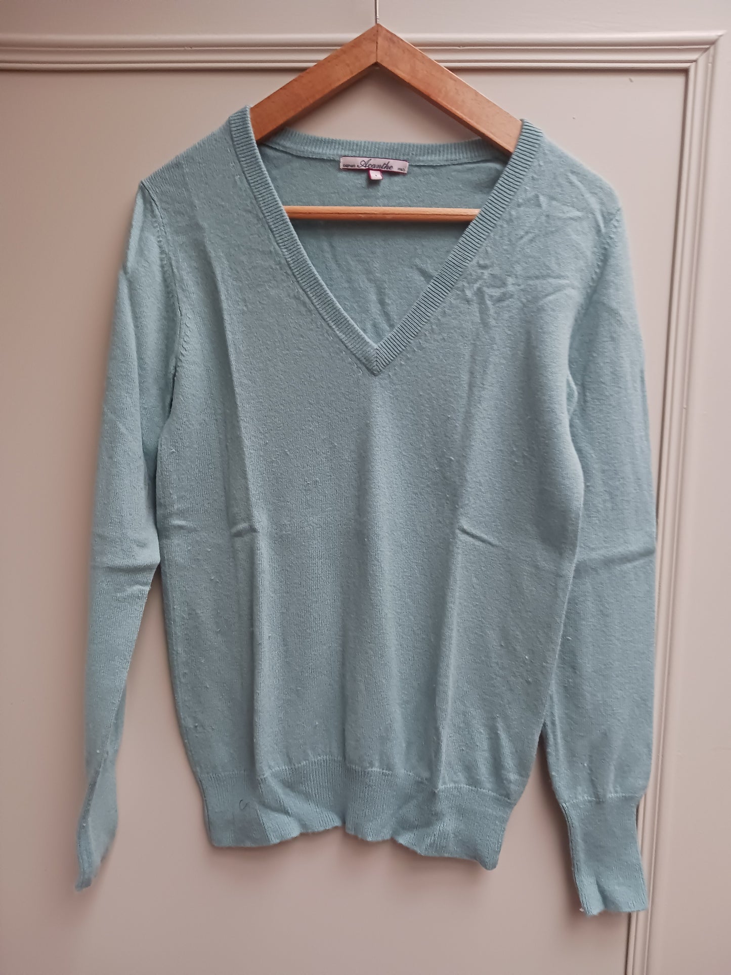 pull col V 30 cachemire vert d eau