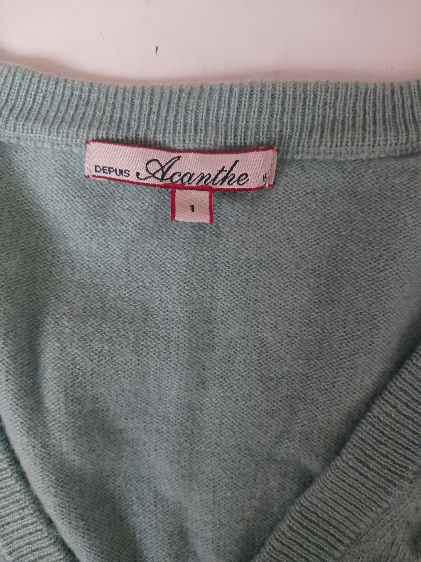 pull col V 30 cachemire vert d eau