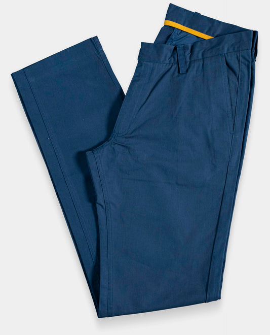 pantalon bassin plat twill marine clair