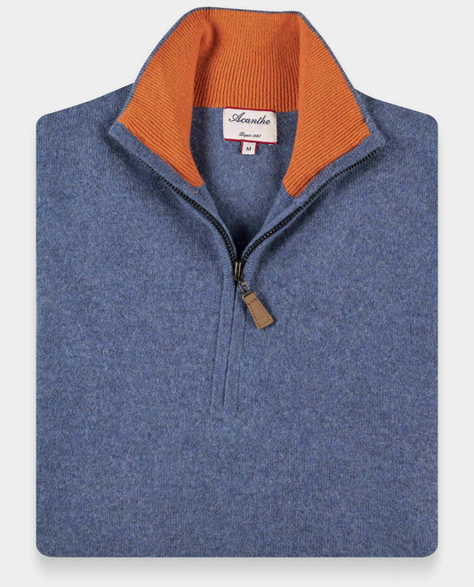 pull zip camionneur 30 cachemire Denim