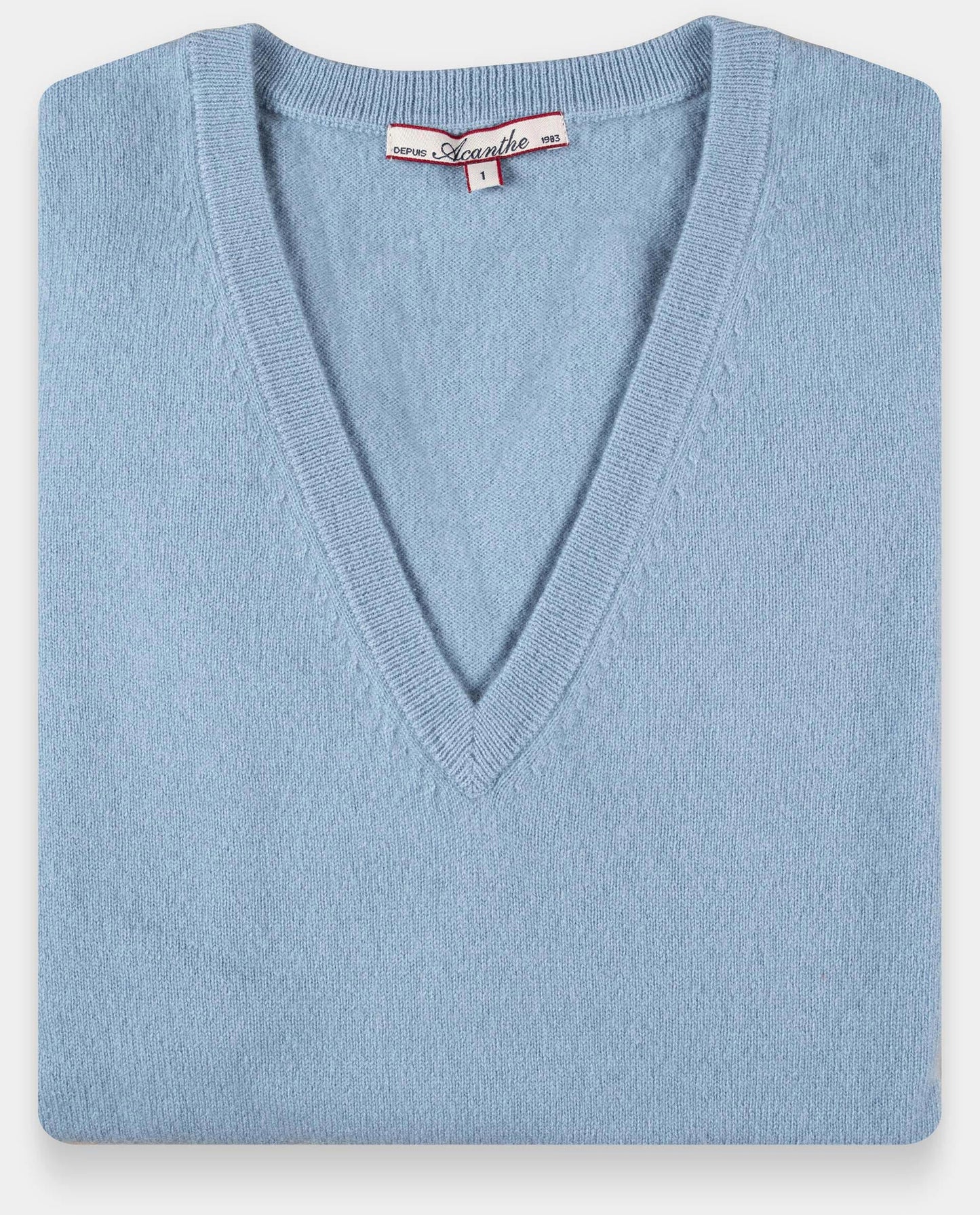 pull col V 30 cachemire ciel grisé