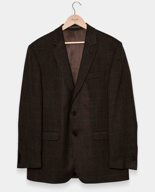 Veste laine 2 boutons carreaux chevron kaki