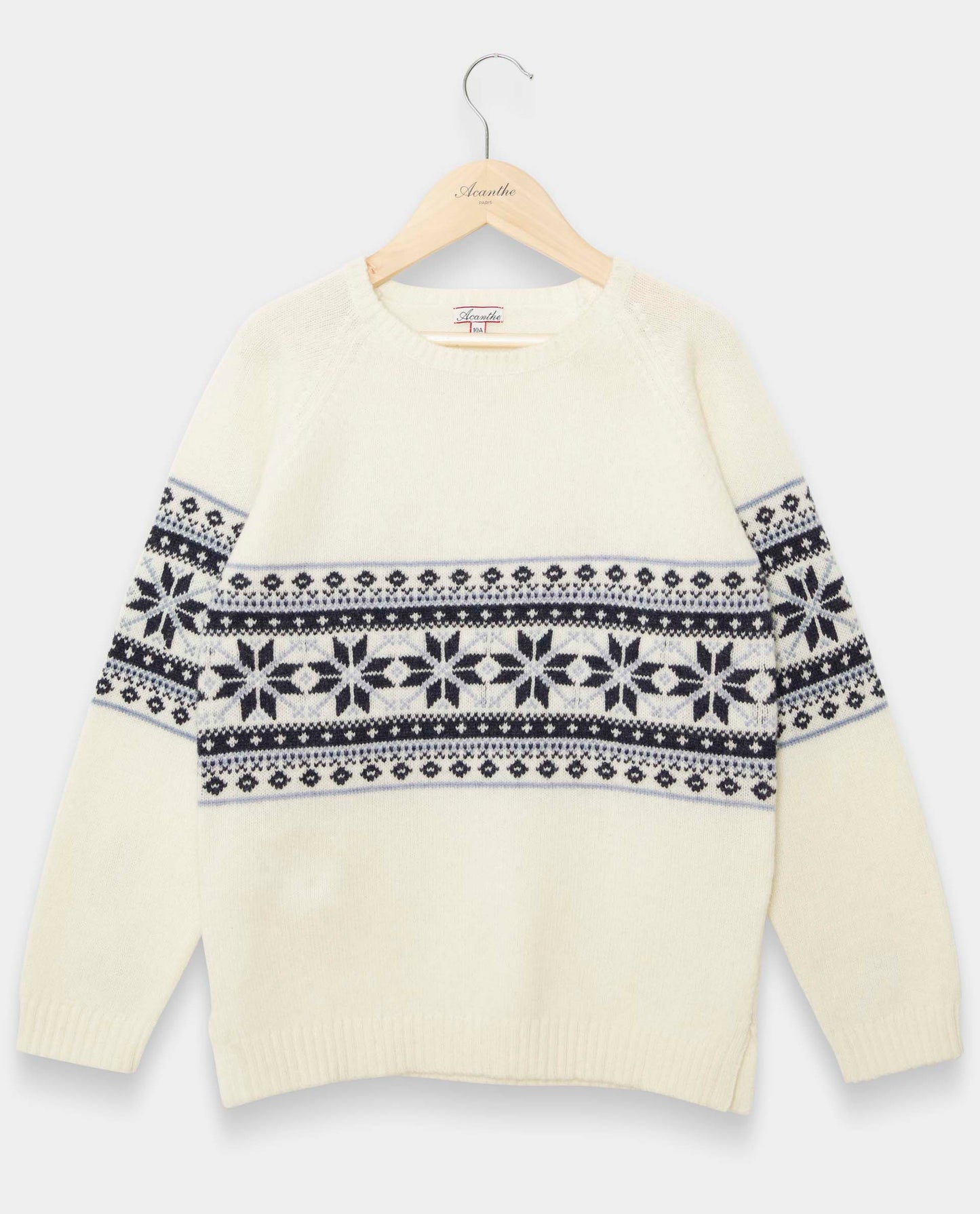 pull jacquard raglan 100 lwl Ecru