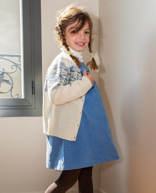 cardigan col rond jacquard 100 lwl Ecru