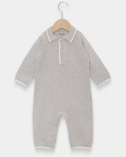 combi col polo Naissance 90 laine-10 cachemire Gris