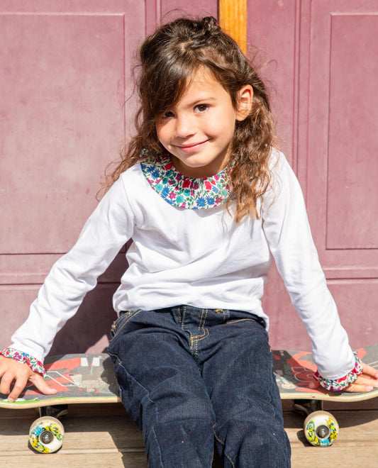 tee shirt volanté Liberty ml blanc/Liberty Poppy&Daisy