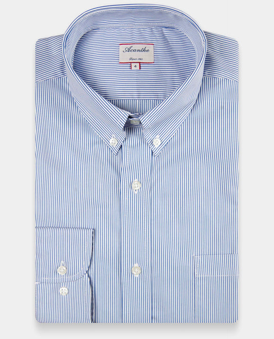 chemise col boutonné rayure marine