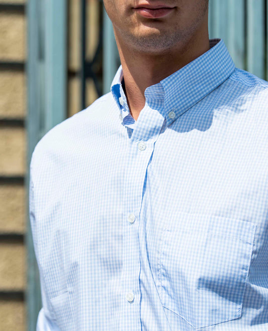 chemise col boutonné vichy ciel