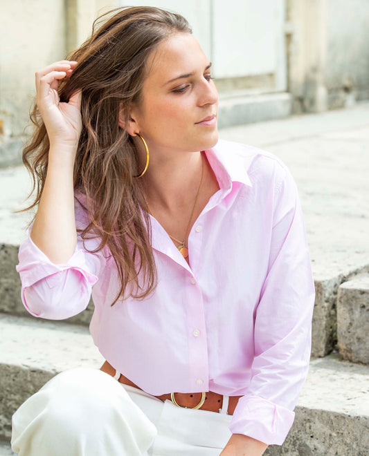 chemisier classique rayure rose