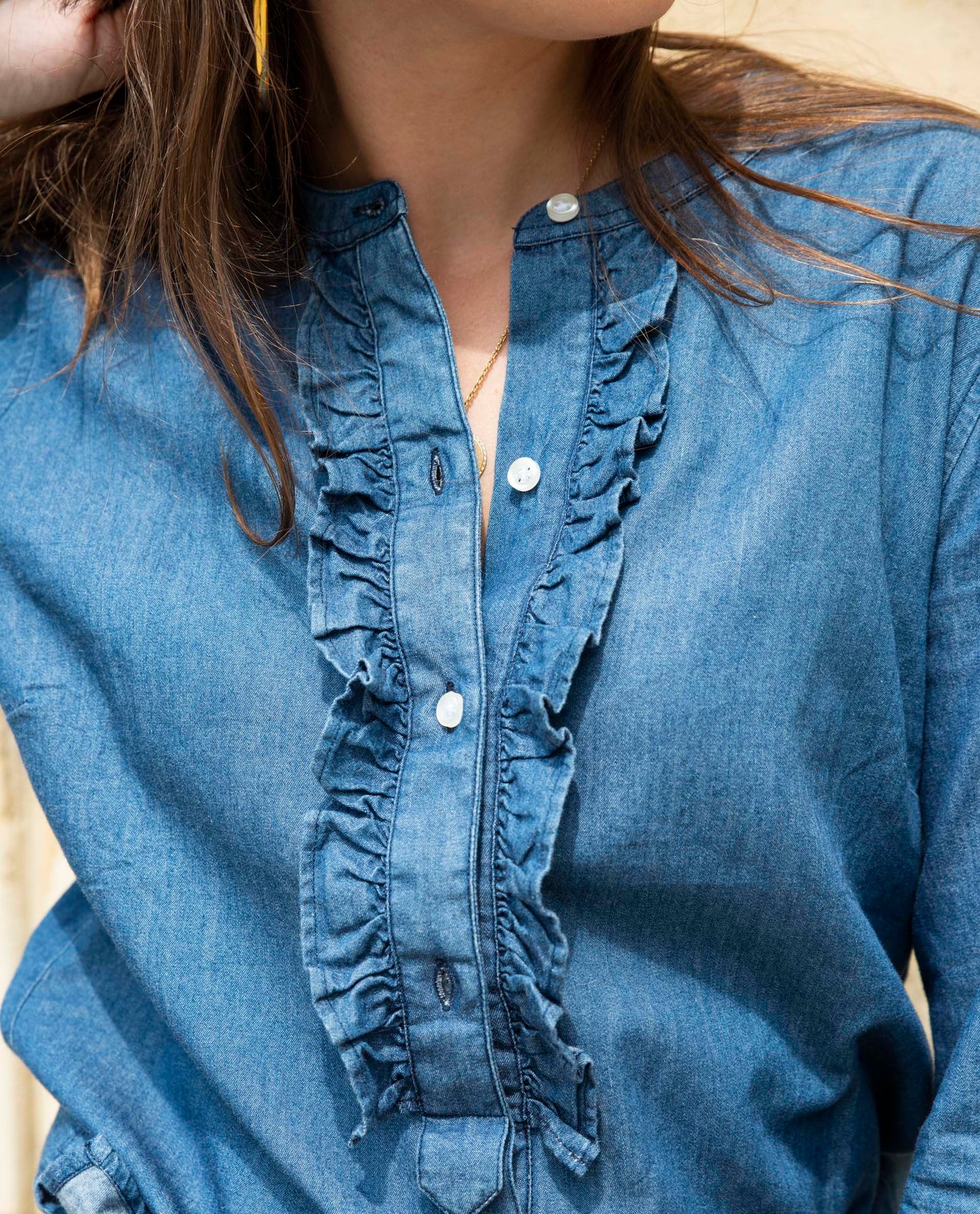 chemisier rdc et volant Denim