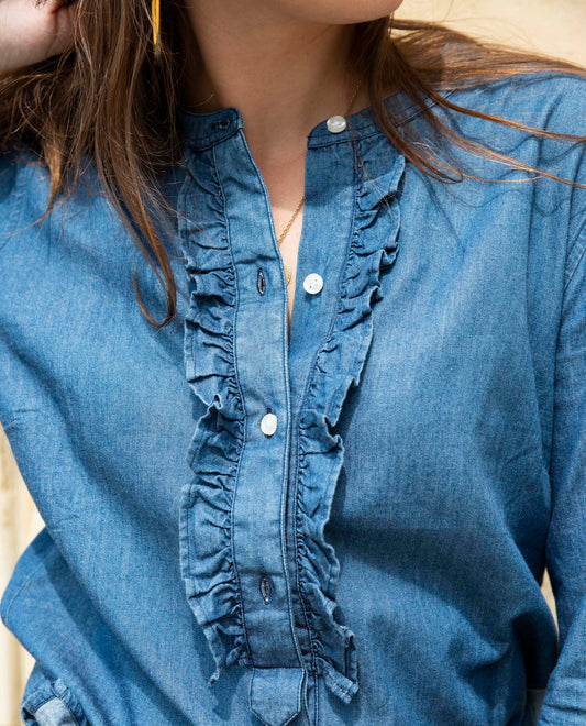 chemisier rdc et volant Denim