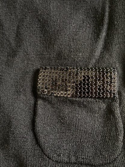 Gilet mérinos noir avec poches paillettes