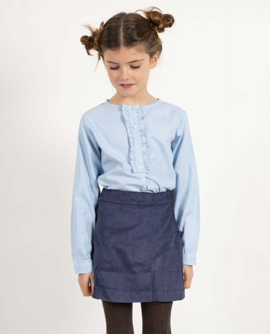 jupe trapèze velours bleu nuit